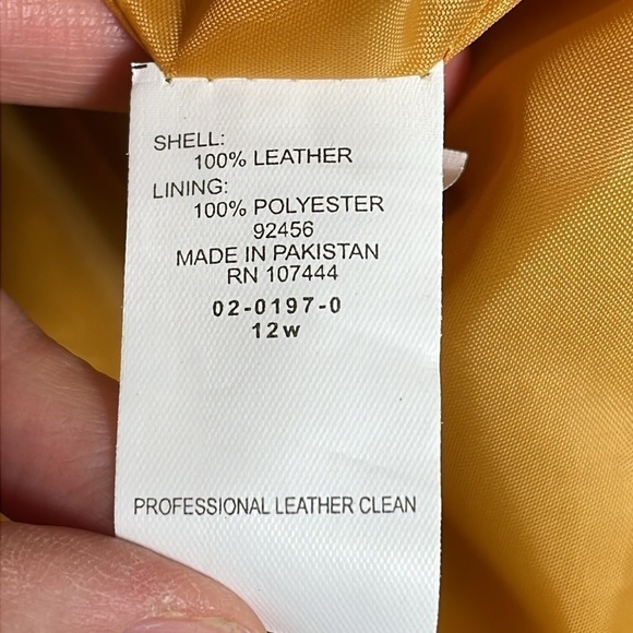 Jessica London Jacket Women's 12 Yellow NWT Leather Coat Snap Buttons Collared - Picture 14 of 17